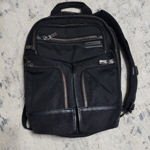 Elegant Black Men's Backpack with Multiple Zippers
